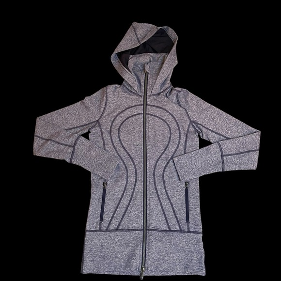 lululemon athletica Tops - Lululemon Stride II Jacket Womens Size 2 Full Zip Hood Thumb Holes Moisture Wick